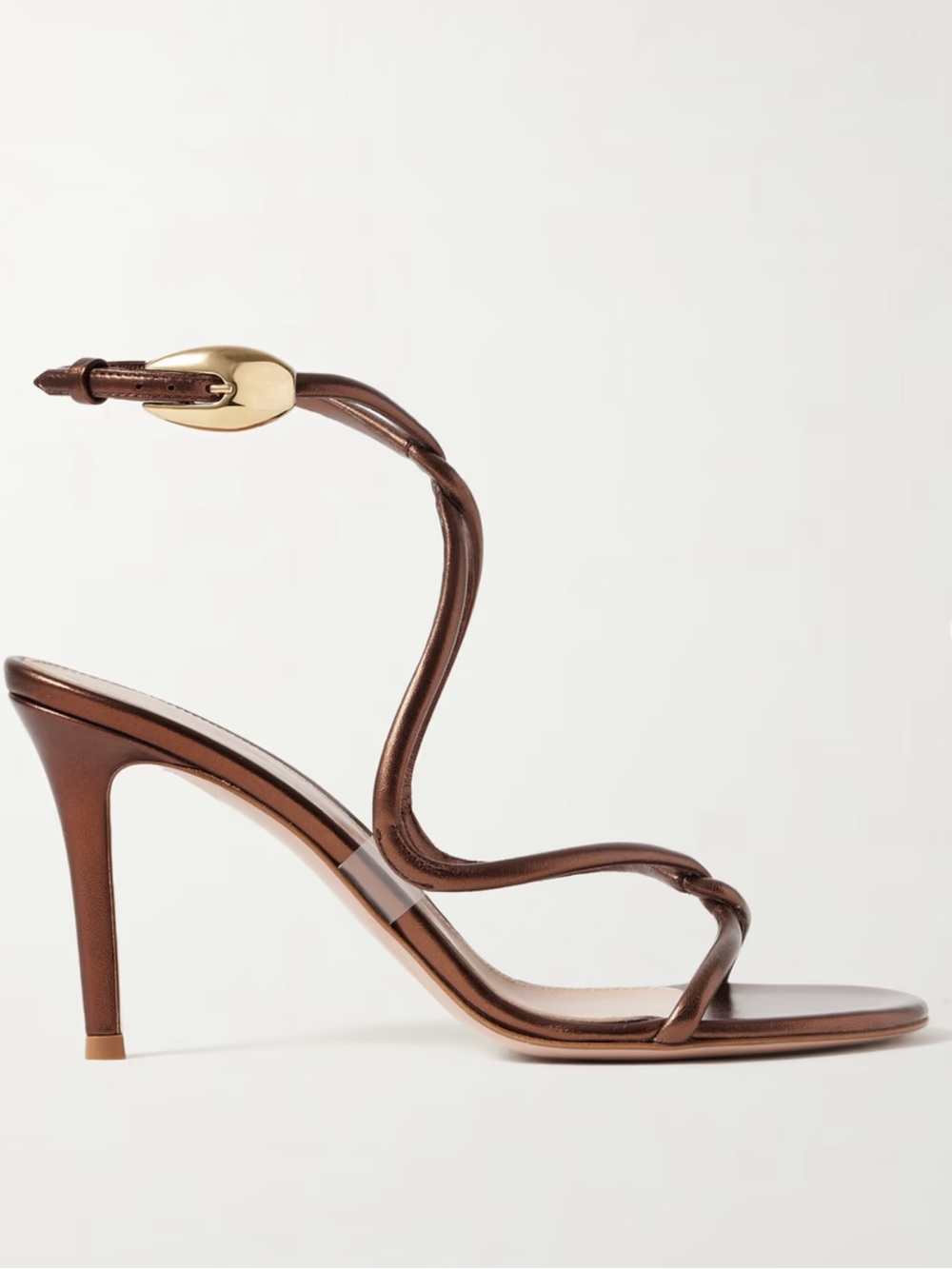 Gianvito Rossi Jungle Mamba Bronze Metallic Stiletto heels with Gold Buckle 36.5